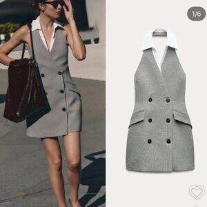 Zara Gray Double-Breasted Women's Dress